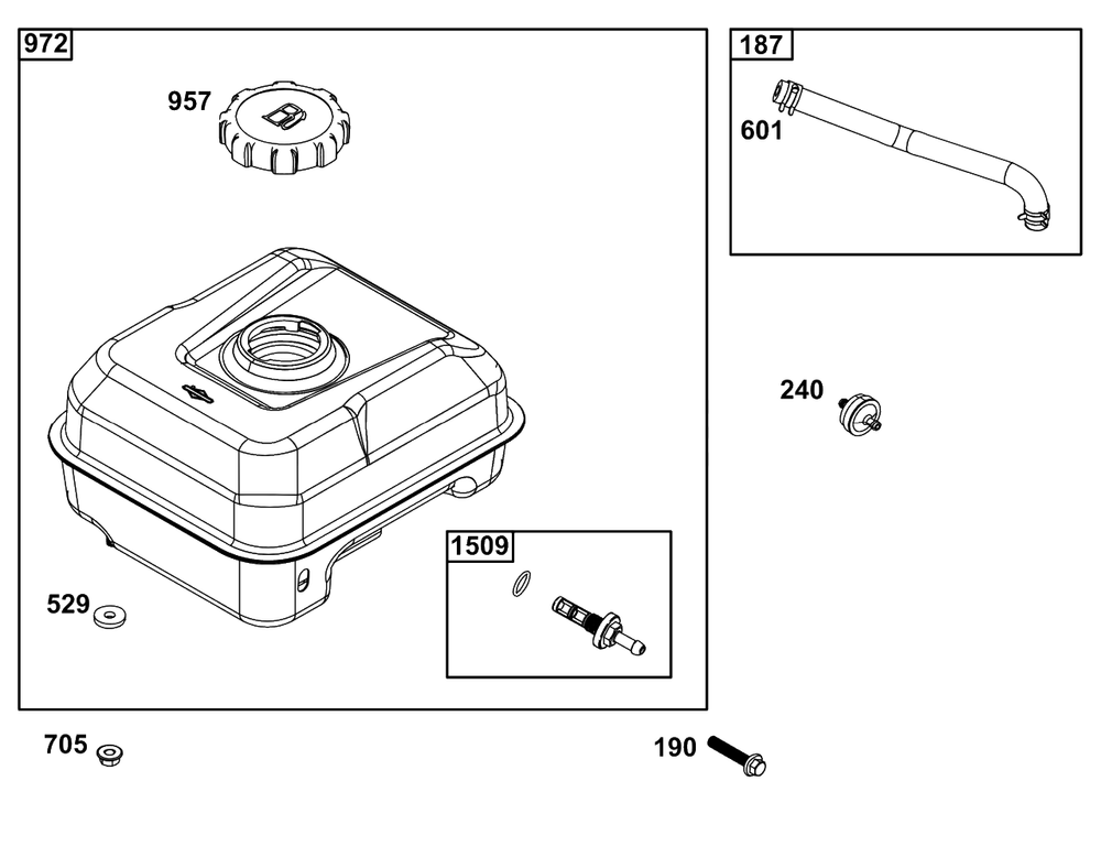 Fuel Supply Goup Diagram and Parts List for 83132-1112-H5  Briggs and Stratton Engine